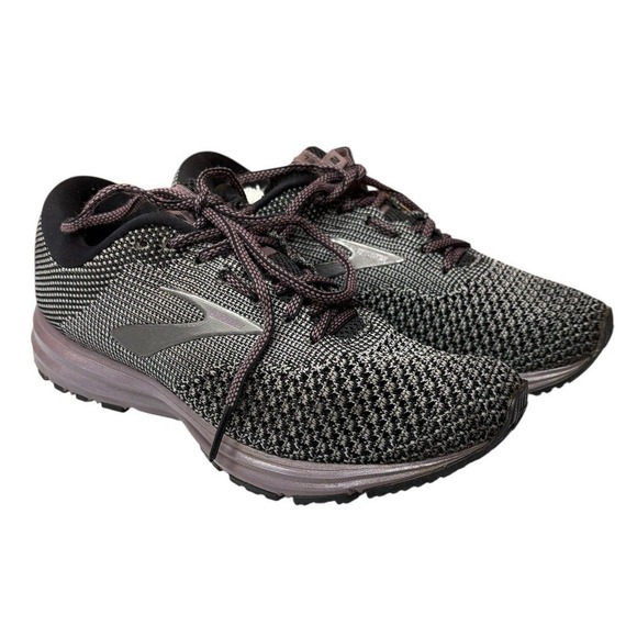 Brooks Shoes - Brooks Revel 2 Running Shoes Black Grey Mauve Knit Athletic Outdoor Sneakers 8‎